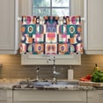thumbnail image 2 of Yayeee Kitchen Curtains Tier Pair Light Filtering 27"x36" Rod Pocket Short Cafe Window Panel, Orange Geometric, 2 of 7