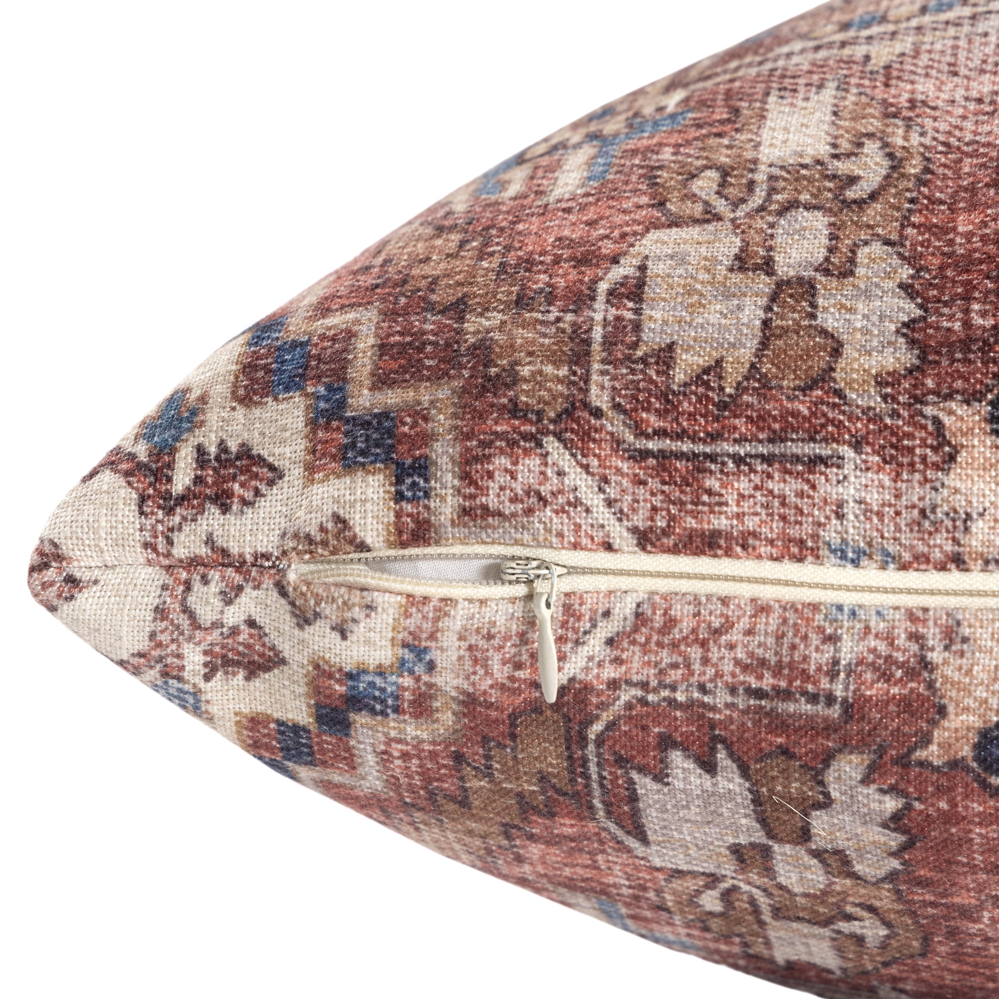 Harlow Hill Charleston 18" x 18" Rust/Navy Medallion Polyester Adult Decorative Throw Pillow