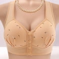 thumbnail image 2 of Women Daisy Bra Sports Bras Front Closure Solid Color No Underwire Beauty Back Underwear Bras Convertible Soft Cup Breathable Seniors Bra for Women Beige-2 36, 2 of 3