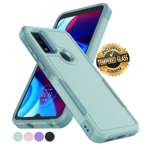 for Moto G pure / G Power 2022 Case, Full Body Shockproof Cover [with a Screen Protector] Slim Lightweight Heavy Duty Fit Protective Phone Case for Motorola Moto G Power 6.5 Inch -Turquoise
