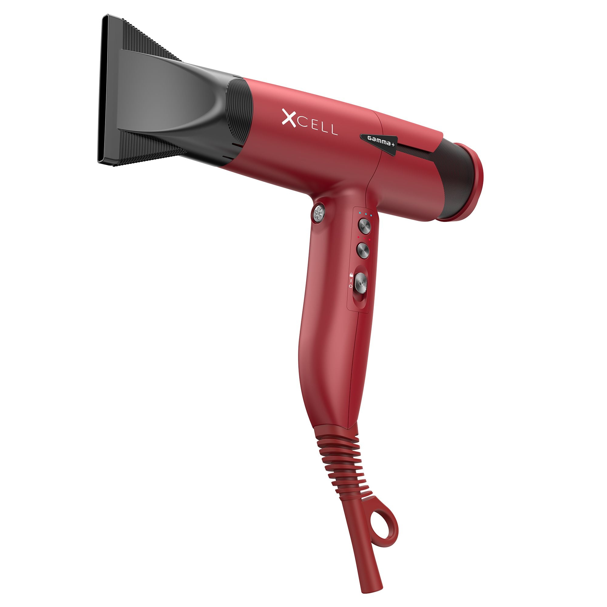 GAMMA+ XCell Professional Ultra-Lightweight Hair Dryer Digital Motor Ionic Technology Whisper Quiet 12 Heat and Speed Settings, Matte Red