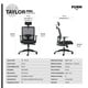thumbnail image 4 of Silla Oficina Ergonómica con Cabecero y Soporte Lumbar Ajustable Taylor Negro, 4 of 4
