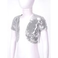 thumbnail image 3 of Kaerm Kids Girls Sparkling Bolero Shrug Short Cardigan Flower Girl Dress Cover up Coat Jacket Silver 6, 3 of 7
