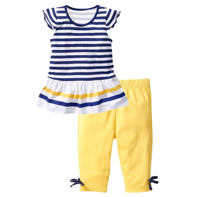 IFNWSV Ensembles d'Été pour Filles Mode Décontractée Manches Courtes Col Rond Col Bouton Imprimé Ensembles de Shorts 2 Ans