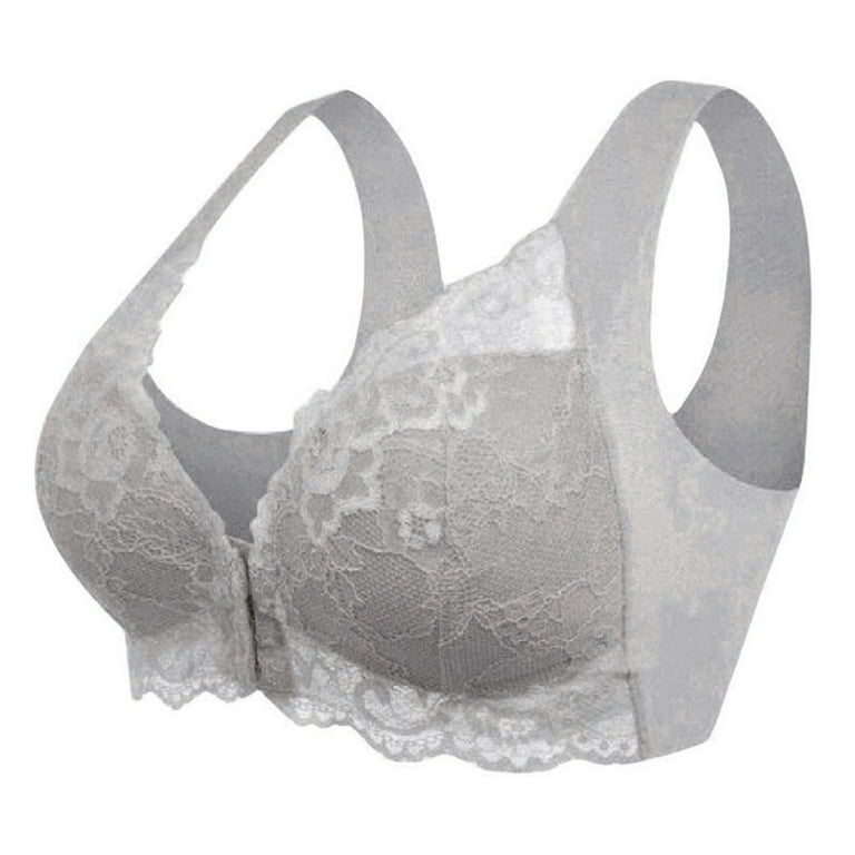 Women Sexy Front Close Plus Size Fully Covered Wire Free Lace Comfort Bra 
