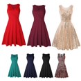 thumbnail image 5 of Women Pleated High Waist V Neck Wrapped Sleeveless Solid Color Summer Dress, 5 of 5
