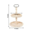 thumbnail image 2 of Efavormart 2-Tier Natural Beaded Wooden Serving Tray Stand With Metal Handle, Round Rustic Farmhouse Cupcake Holder Dessert Display Stand - 17", 2 of 10
