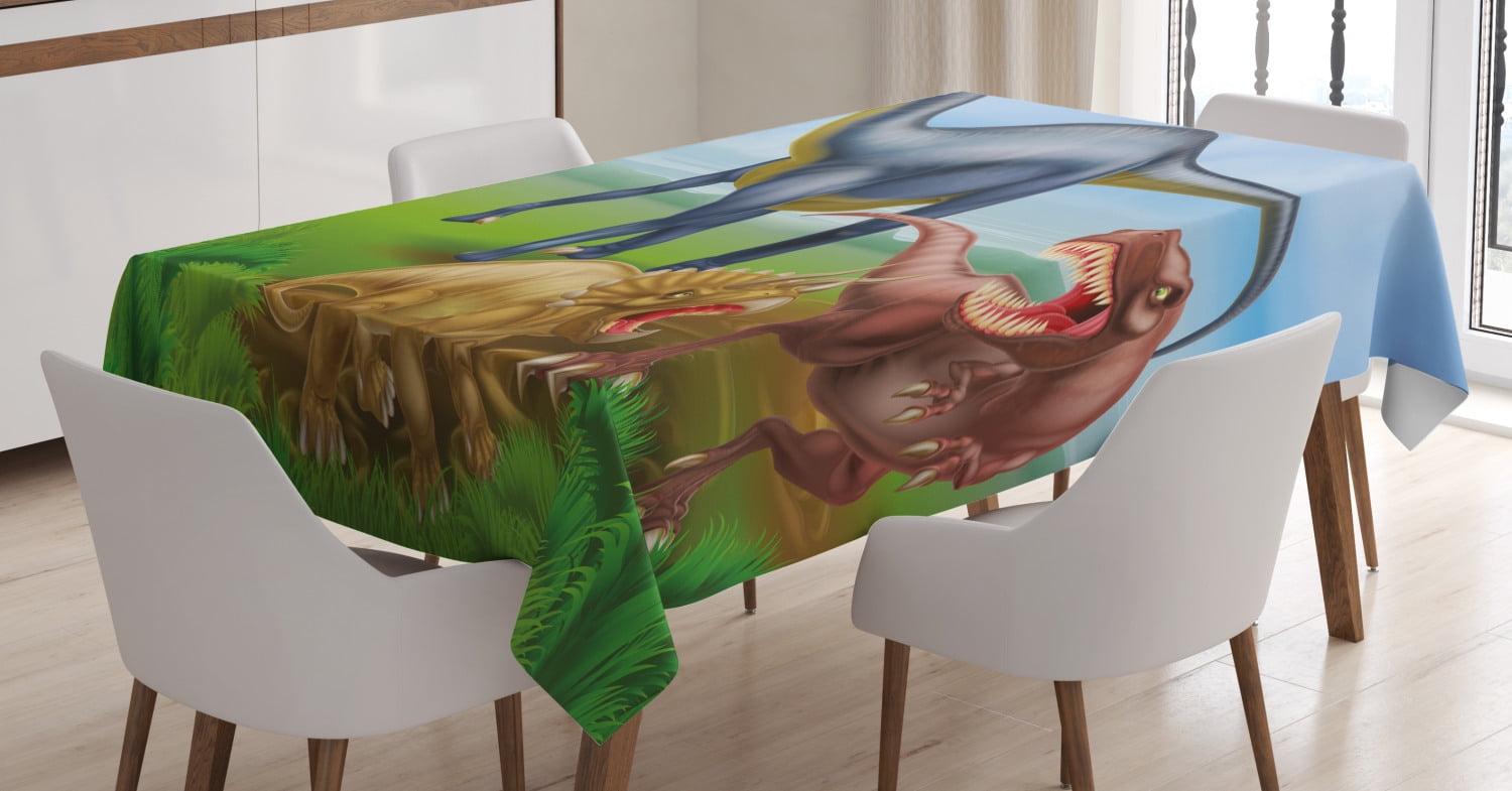 Dinosaur Tablecloth, Different Types of Dinosaurs Natural Jungle