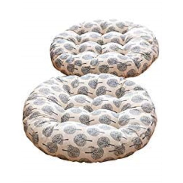Dark Happy Tree Cotton Linen Round Floor Pillow Cushion Japanese Style Futon Seat Cushion Thicken Chair Wave Window Pad for Indoor Outdoor Garden Party Decoration 21 x 21,Set of 2
