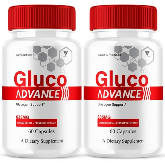 (2 Pack) Gluco Advance Glycogen Support, GlucoAdvance Daily Glyco Health Support and Overall Energy Pills (120 Capsules)