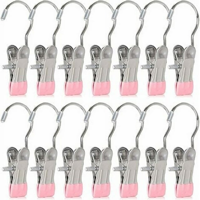 20 Piezas Clip de Gancho para Botas, Clip de Gancho Rosa, Clip de Gancho, Clip de Gancho para Ropa - Clip de Acero Inoxidable portátil para Viajes en casa