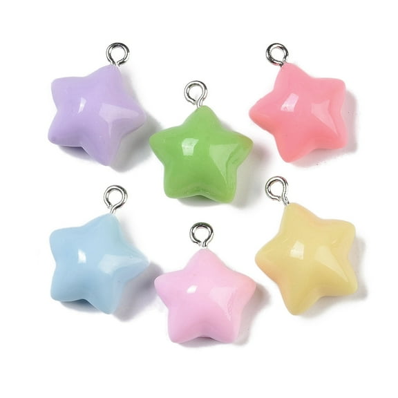 100pcs Opaque Resin Pendants with Loop Star 20x16.5x9mm Hole: 2mm