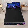 thumbnail image 4 of Homewish Cyberpunk City Dragon Zipper Full Size Comforter Sets with Fitted Sheet and 2 Pillowcases For Boys And Girls,Purple Blue Futuristic Zipper Bedding Set,Black Reversible,4 Pieces, 4 of 7
