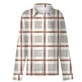 thumbnail image 4 of Long Sleeve Plaid Shirts for Women V Neck Street Office Daily Outfit Button Down Collared Casual Tops Rolled Up Boyfriend Top Business Dressy Top Loose Fit Blouses Plaid Tops for Women Oversized, 4 of 5
