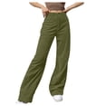 thumbnail image 2 of Babysbule Womens Wide Leg Jeans Women Straight Pockets Corduroy Mid Waist Straight Corduroy Leg Pants Trousers, 2 of 8