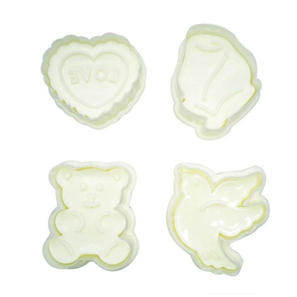 4 unids/set molde para galletas, molde decorativo de plástico con forma de dibujos animados respetuoso con el medio ambiente para Cocina