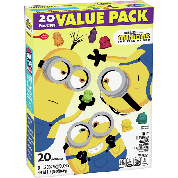 Minions Fruit Snacks, Assorted Fruit, 20 ct, 0.8 oz