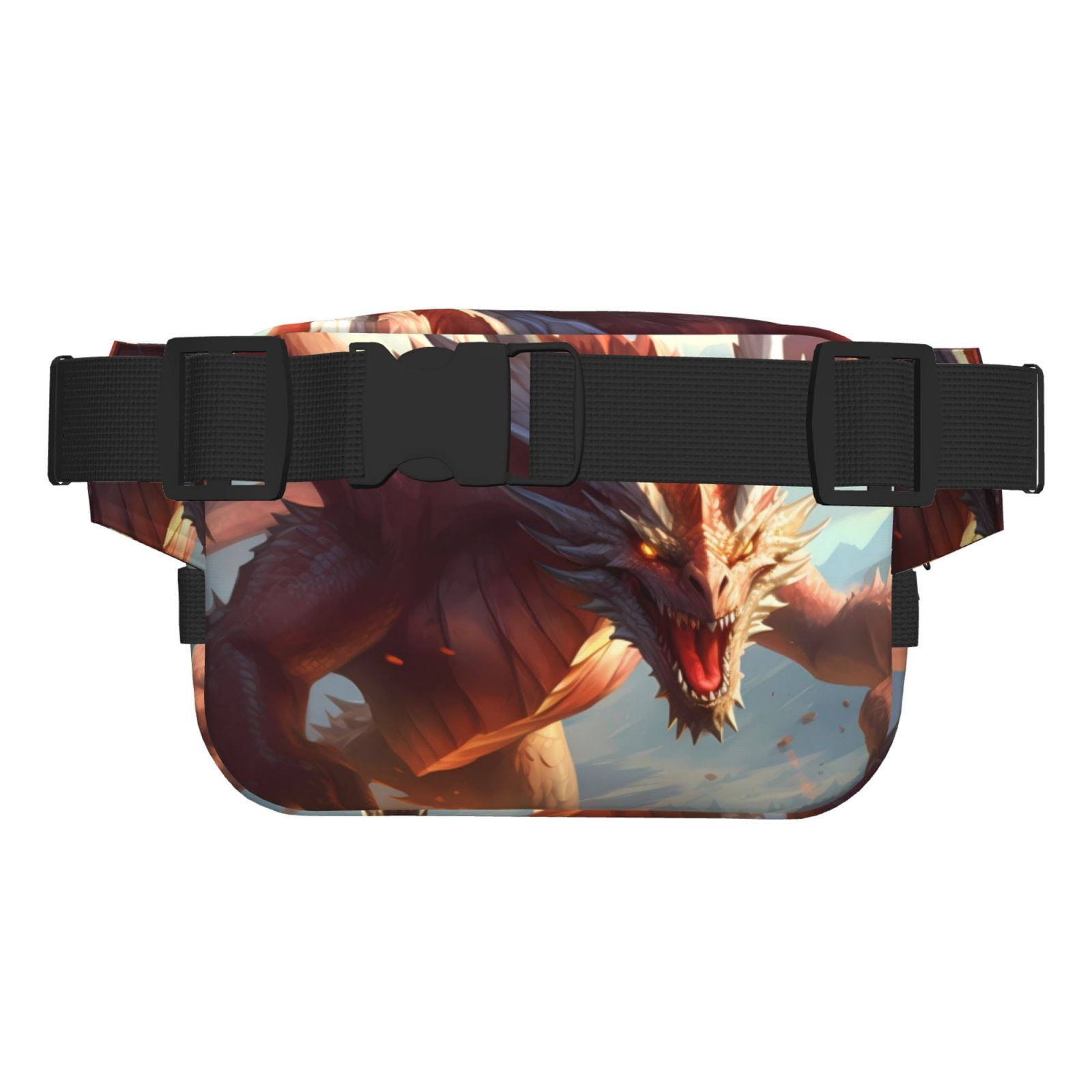 Picia Ferocious Dragon Fury Print Square Double-Layer Waist Bag Mini Adjustable Waist Belt Bag Exercise Running Travel Hiking