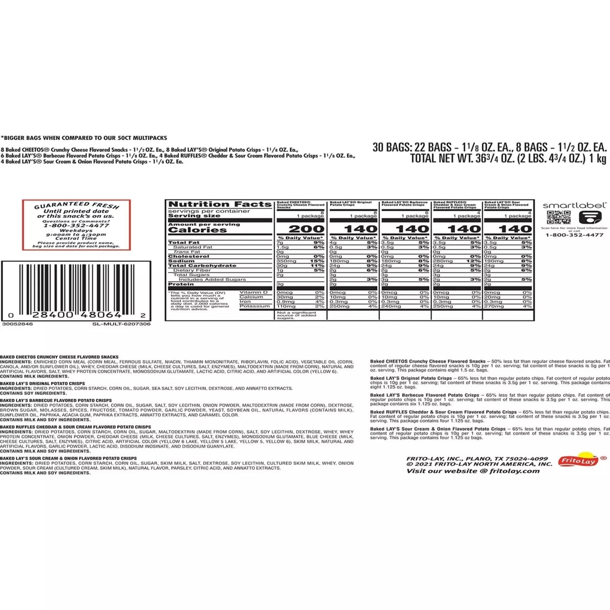 Frito-Lay Baked Mix Variety Pack (30 Count)