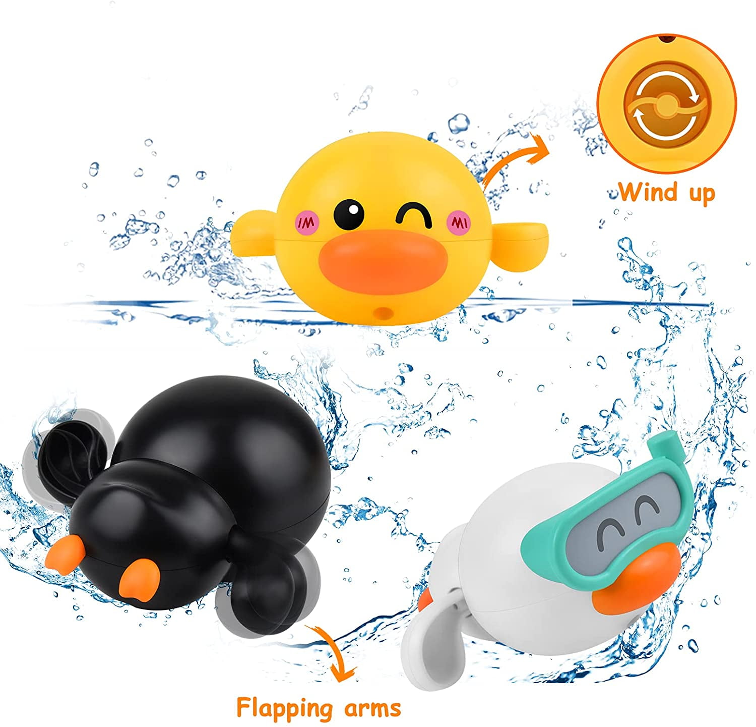 Baby Bath Toys Floating Wind-up Toys Swimming Pool Games Water Play Gift  for Bathtub Shower Beach Infant Toddlers Kids Boys Girls Age 1 2 3 4 5 6  Years Old (Duck) 