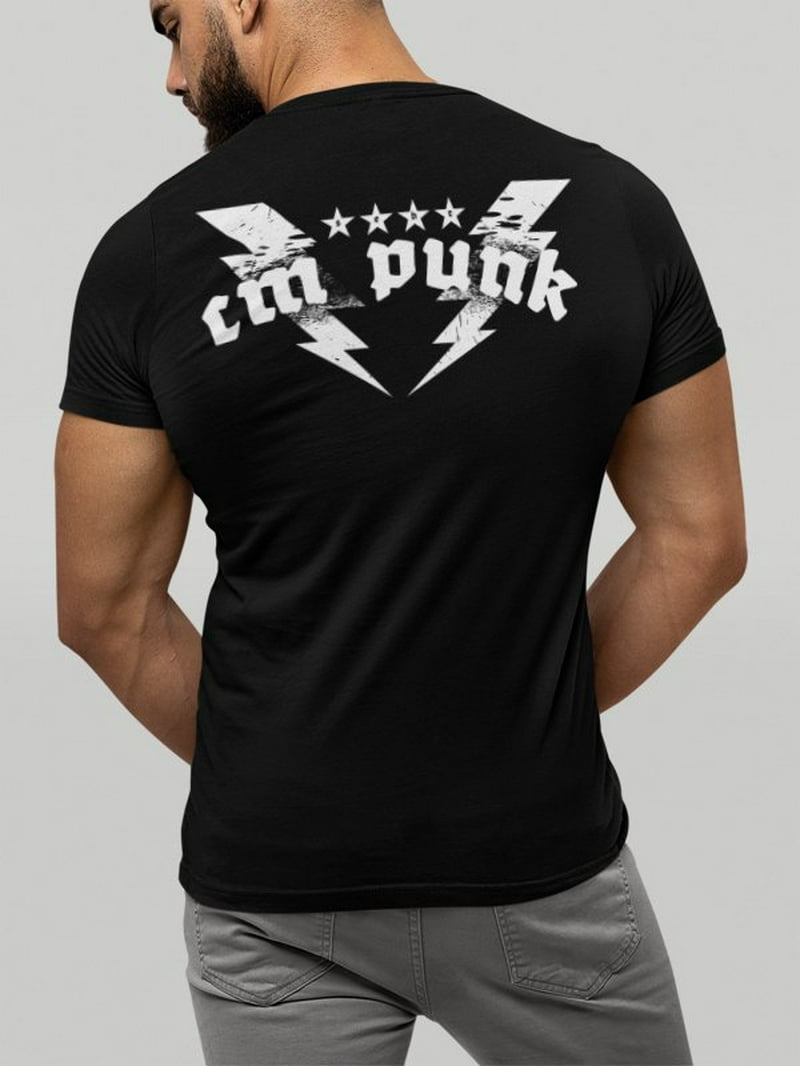 CM PUNK White Fists Graphic Tee Mens Black T-shirt M - Walmart.com