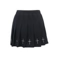 thumbnail image 6 of Lnzyyephy Women High Waist Gothic Punk Mini Skirts, Ladies Cross Pattern Mini Pleated Skirt, 6 of 9