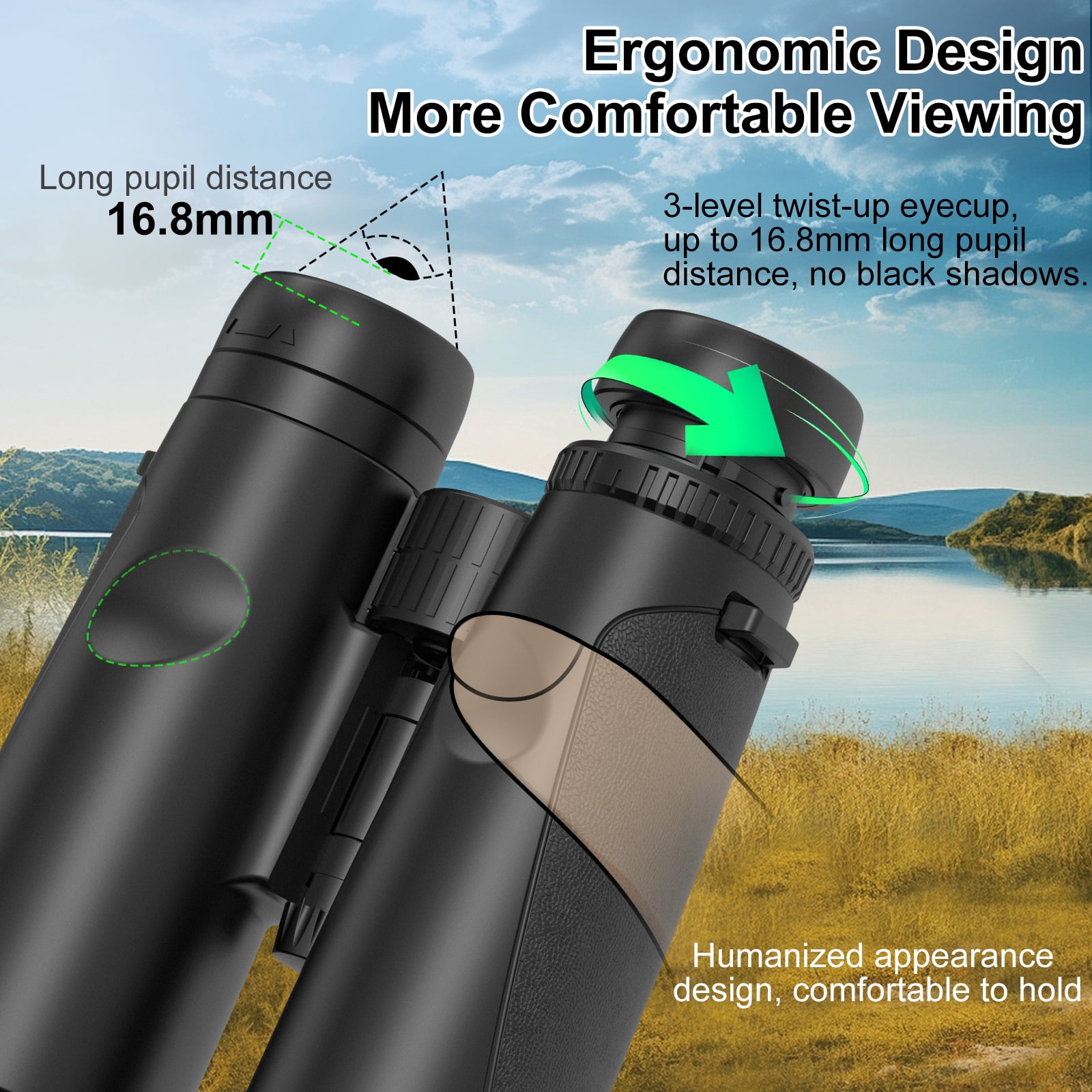 Binoculars for Adults Kids 10X42 Binoculars Wide View BAK4 Clear Waterproof Binoculars with Storage Bag for Outdoor Hiking Event Birding Concert, Easy to Focus