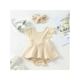 thumbnail image 2 of Xingqing Summer Lovely Baby Girls Romper Dress Headband 2pcs Lace Fly Sleeve Solid Ruffles Jumpsuits 2pcs Set, 2 of 7