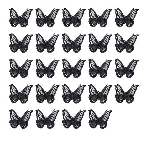 24Pcs Butterfly Hair Clips Double Layer Sparkling Bright Color Women Barrettes Hairpins Hairstyle Decorations