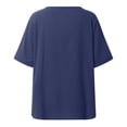 thumbnail image 5 of OSOLU Women V-Neck Solid Color Women Loose Pullover Short Sleeve Summer T-Shirt Tee Tops Classic Women Tops Dressy Casual, 5 of 5