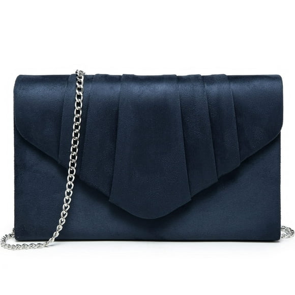 Bolso de noche Dasein con sobre plisado, bolso de mano de terciopelo