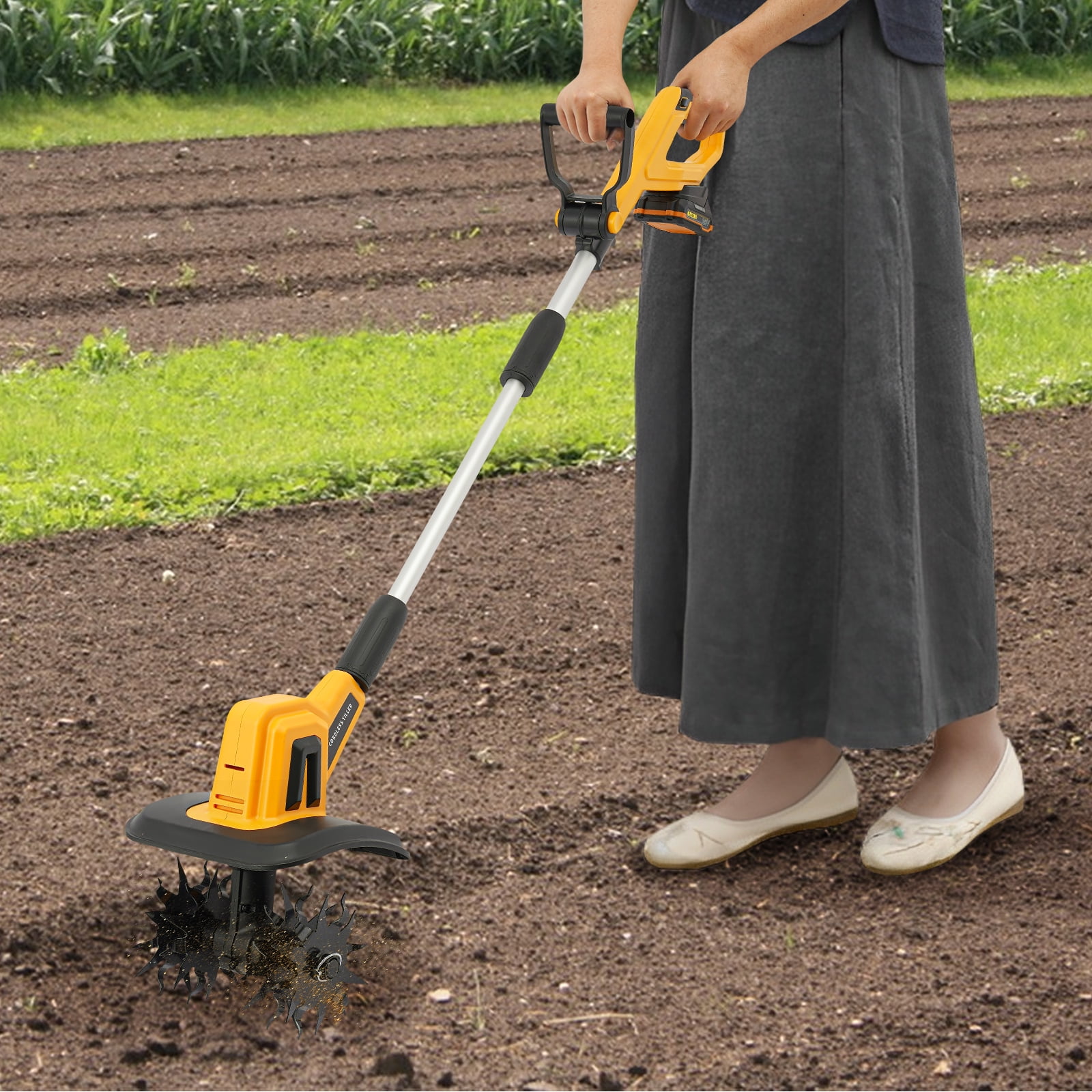 20V Cordless Tilling Machine, Lithium Battery Garden Micro Tiller, Portable Tilling Machine