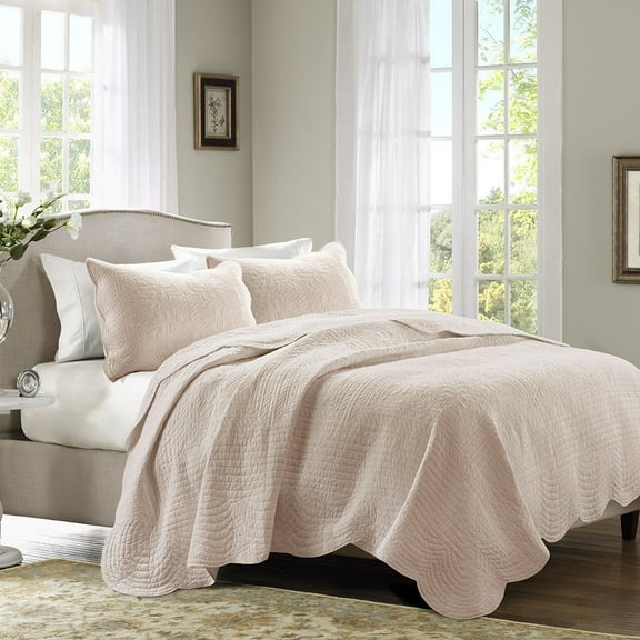 Home Essence Genoa 3 Piece Reversible Scalloped Edge Coverlet Set