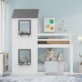 thumbnail image 3 of Bellemave House Bunk Bed, Wood Twin Over Twin Bunk Bed with Roof, Floor Bunk Bed with Ladder for Teen, No Box Spring Needed (Grey+White), 3 of 9