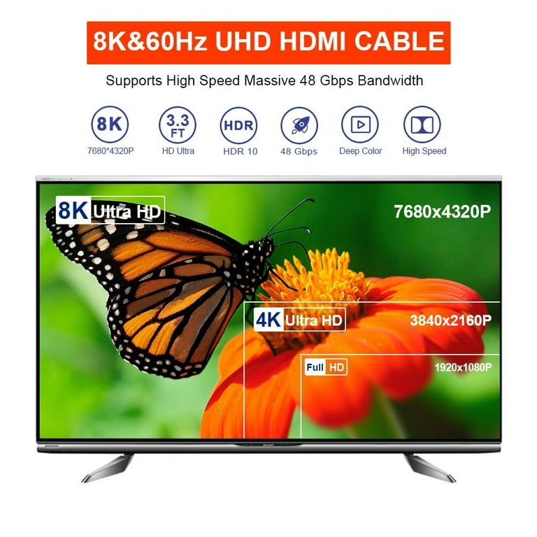 Premium 8K@60 HDMI Cable 10FT, High Speed, eARC HDR10, 4K120 Premium 8K@60 HDMI Cable 10FT, High Speed, eARC HDR10, 4K120
