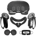 thumbnail image 1 of Silicone Cover Set for Meta Quest 3, Upgraded Design Full Protection for Quest 3, 4 in 1 VR Accessories Protective Cover for Oculus Quest 3, Ideal Present for Birthday and Christmas, 1 of 7