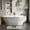 59in_Grey and White_Oval top and bottom flange style, variant on 67 in Freestanding Acrylic Soaking Tub, Modern Deep Bathtub with Integrated Overflow, Ergonomic Spa Like Design for Relaxation, Oval -Stripe