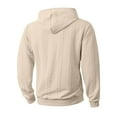 thumbnail image 4 of Quarter Zip Hoodie Men Cable Knit Zipper Hooded Long Sleeve Sweatshirt Men's Casual Solid Color Sweatshirts Khaki XL, 4 of 4