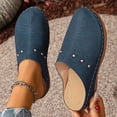 thumbnail image 5 of Stylago Womens Slip on Mules Slippers Closed Toe Wedge Sandals Casual Arch Support Slide Shoes Ladies Outdoor Walking Sandal Size 6.5 Blue, 5 of 7
