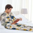 thumbnail image 4 of Mens Pajamas Set, Hawaiian Style Gold Leaves Button Down Long Sleeve Loungewear Sleepwear Pjs sets for Men, 4 of 5