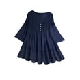 thumbnail image 1 of Daeful Femmes Chemises Flowy Tops Vacances Manches Courtes Casual Chemisier Bleu Marine M, 1 of 3