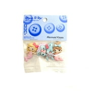Dress It Up Buttons, Mermaid Kisses, Craft & Sewing Fastener Buttons, Multi Color, 5 Pcs.