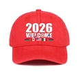 thumbnail image 3 of Baseball Hat for Men and Women Adjustable Low-Profile Unconstructed Washed Denim with Curved Visor and Printed Design, 3 of 8