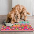 thumbnail image 2 of Boho Retro Floral Pet Feeding Mat-Colorful Floral Absorbent Pet Placemat for Food and Water Bowl, with Waterproof Rubber Backing, Quick Dry Water Dispenser Mat for Dog and Cat (16"x24"), 2 of 4