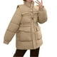 thumbnail image 4 of Parkas de manga larga para mujer, chaqueta informal de color con mangas largas, sin capucha y cuello alto, chaqueta de algodón para mujer, 4 of 9