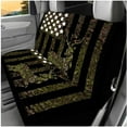 thumbnail image 3 of Pzuqiu 14 Pcs Front Back Car Seat Covers Full Set Steering Wheel Seat Belt Headrest Covers Center Console Pad Coasters Keychain Daily Travel Athletic Automobile Interior Sets Camo Hunting Eagle Green, 3 of 7