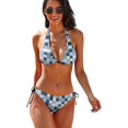 thumbnail image 1 of Faty-T Maillot de Bain Bikini Triangle à Carreaux Deux Pièces pour Femmes, 1 of 12