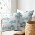 thumbnail image 5 of French Country Pillow Covers 20x20 Inch Set of 2 Teal and White Printed Vintage Toile Cottage Decorative Throw Pillows Rustic Farmhouse Pillow Cases Cotton Linen Cushion Covers for Couch Home Decor, 5 of 6