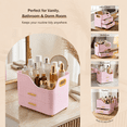 thumbnail image 3 of Countertop Makeup Organizer with Drawers, 3 Tier Cosmetic Storage Box with Beauty Accessories Set, Vanity Bathroom Counter Dresser Skincare Display Case for Lipsticks, Beauty Palettes, Pink, 3 of 10