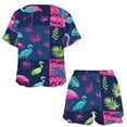 thumbnail image 3 of Flamingo Pattern Print Women'S Pajamas Set Summer Sleepwear Sets 2 Piece Lounge Set, 3 of 7